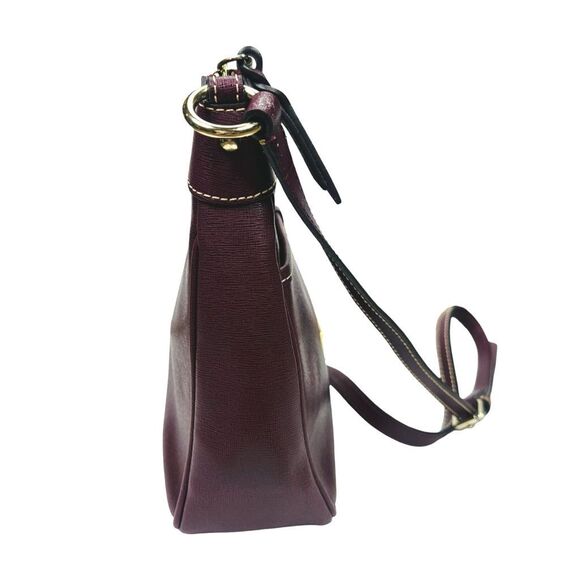 Dooney & Bourke Saffiano Kimberly Crossbody - Wine - 7.5” x 3.5” x 9” - Picture 4 of 11